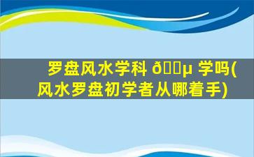 罗盘风水学科 🐵 学吗(风水罗盘初学者从哪着手)